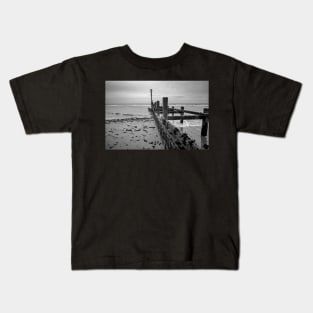 Wooden sea defences at low tide Kids T-Shirt